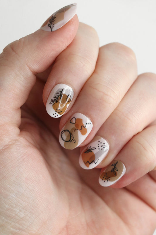 Neutral Modern Art Waterslide Nail Decals