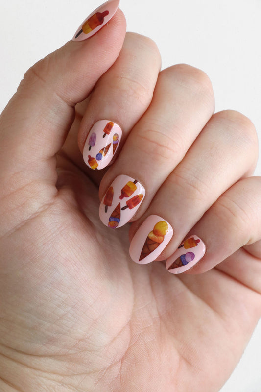 Ice Cream and Popsicle Waterslide Nail Decals Diy Nail art