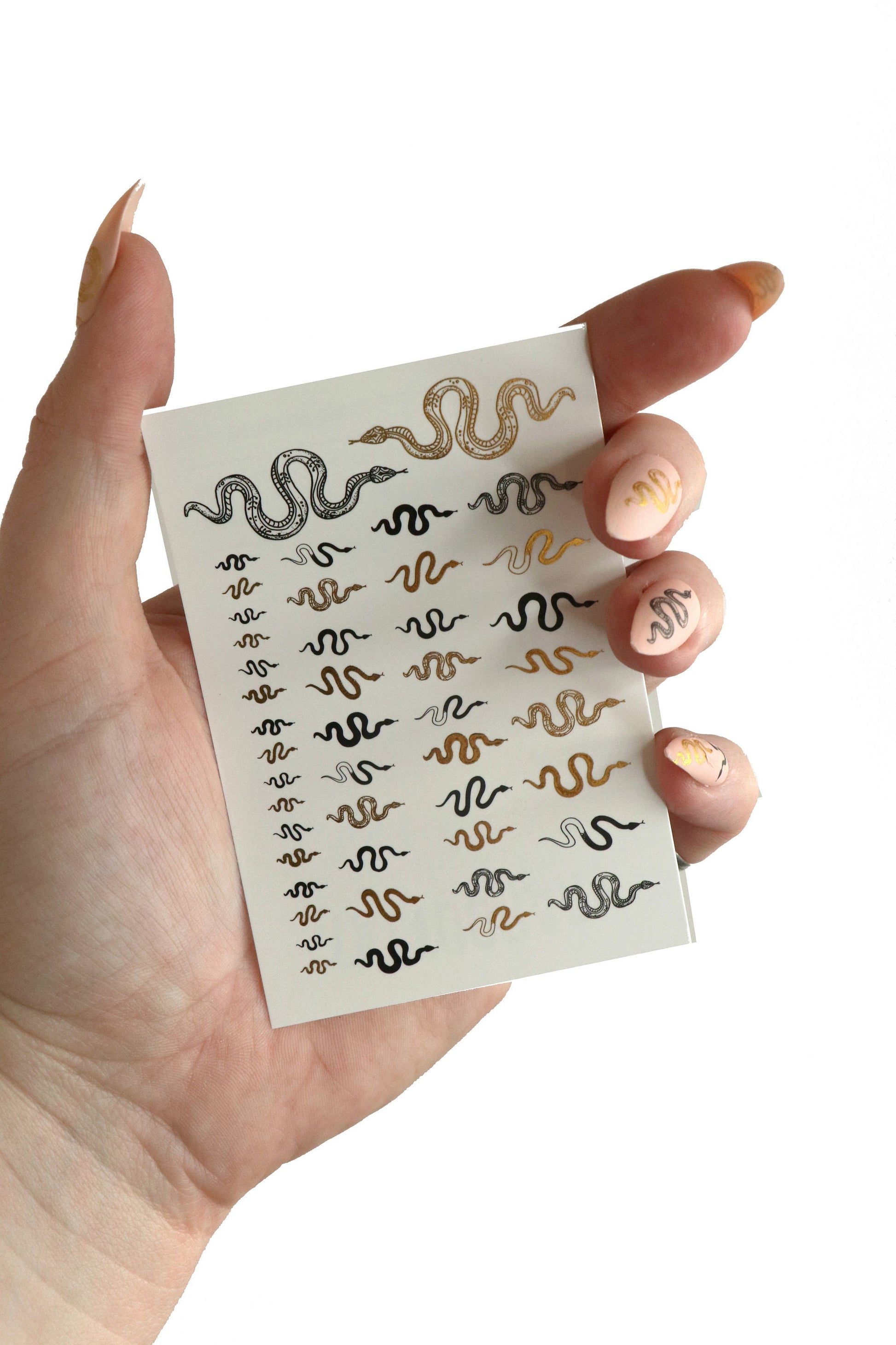 Black & gold snake nail decals sheet