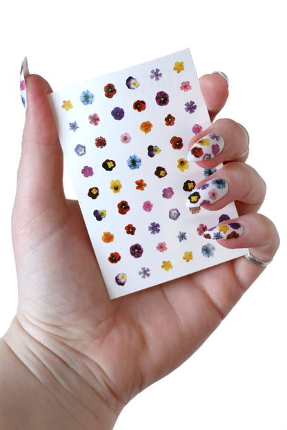 Colorful flowers waterslide nail decals sheet