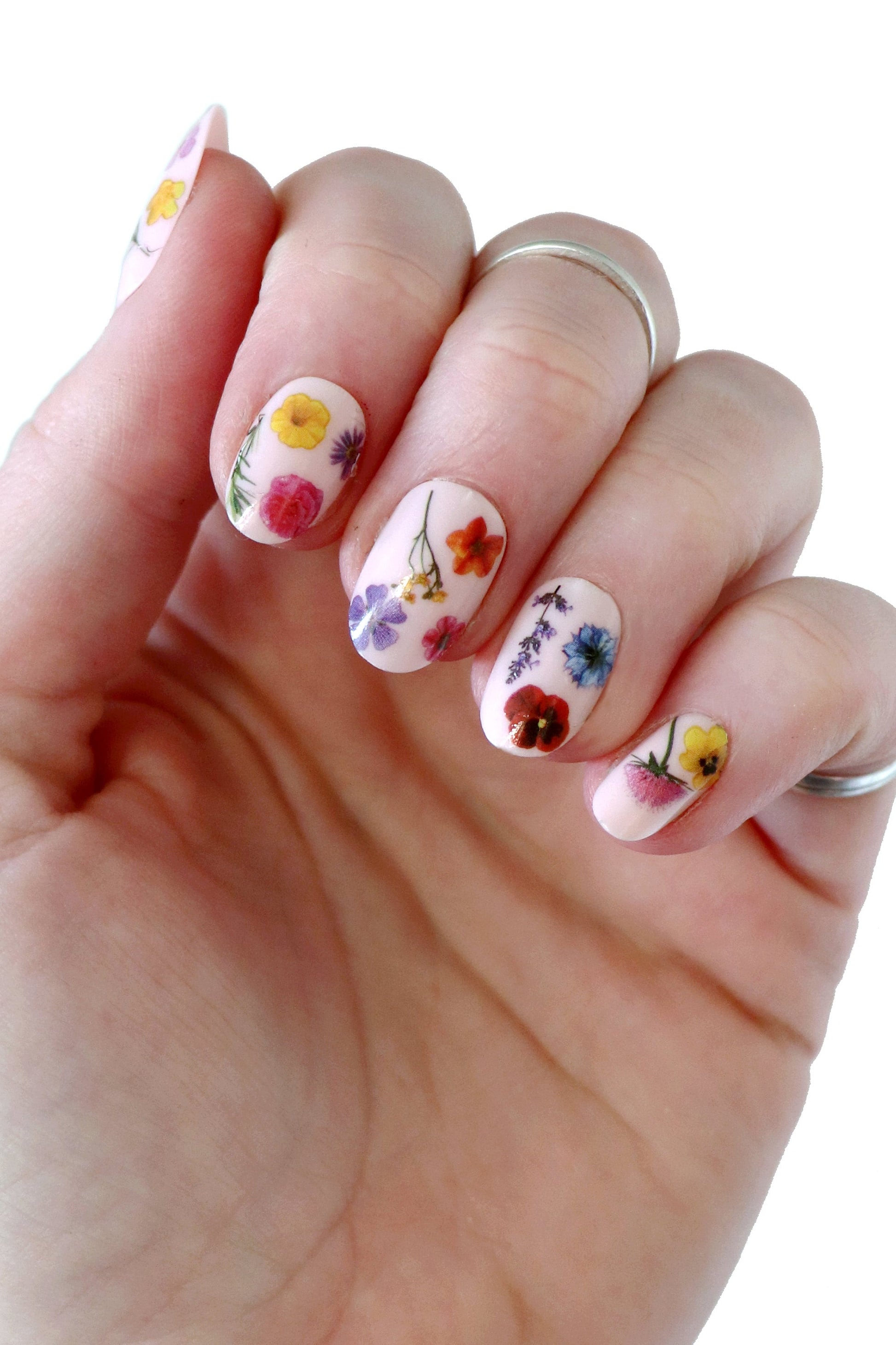 Colorful Flowers nail art diy