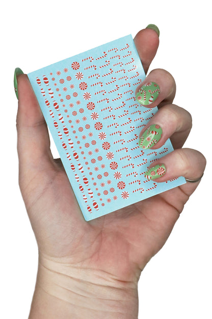 Candy Cane Waterslide Nail Decals sheet