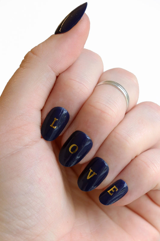 Gold Letter Waterslide Nail Decals