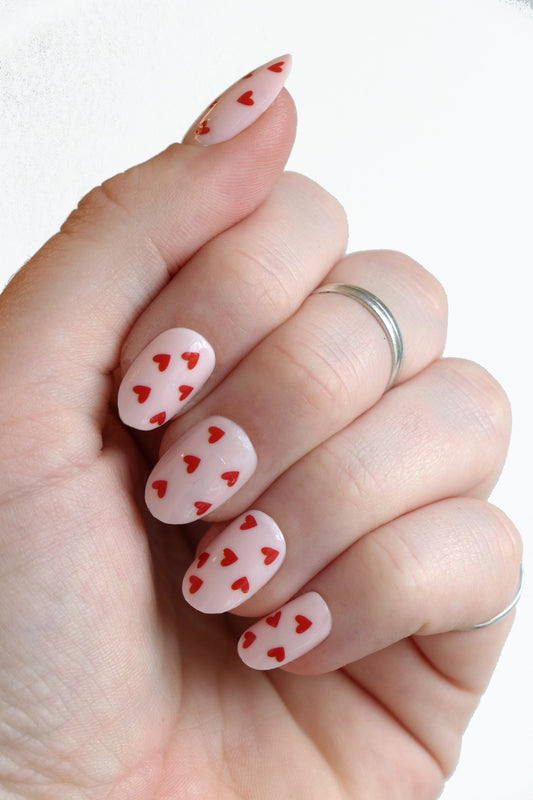 Red Hearts nail stickers for diy nail art for valentines day
